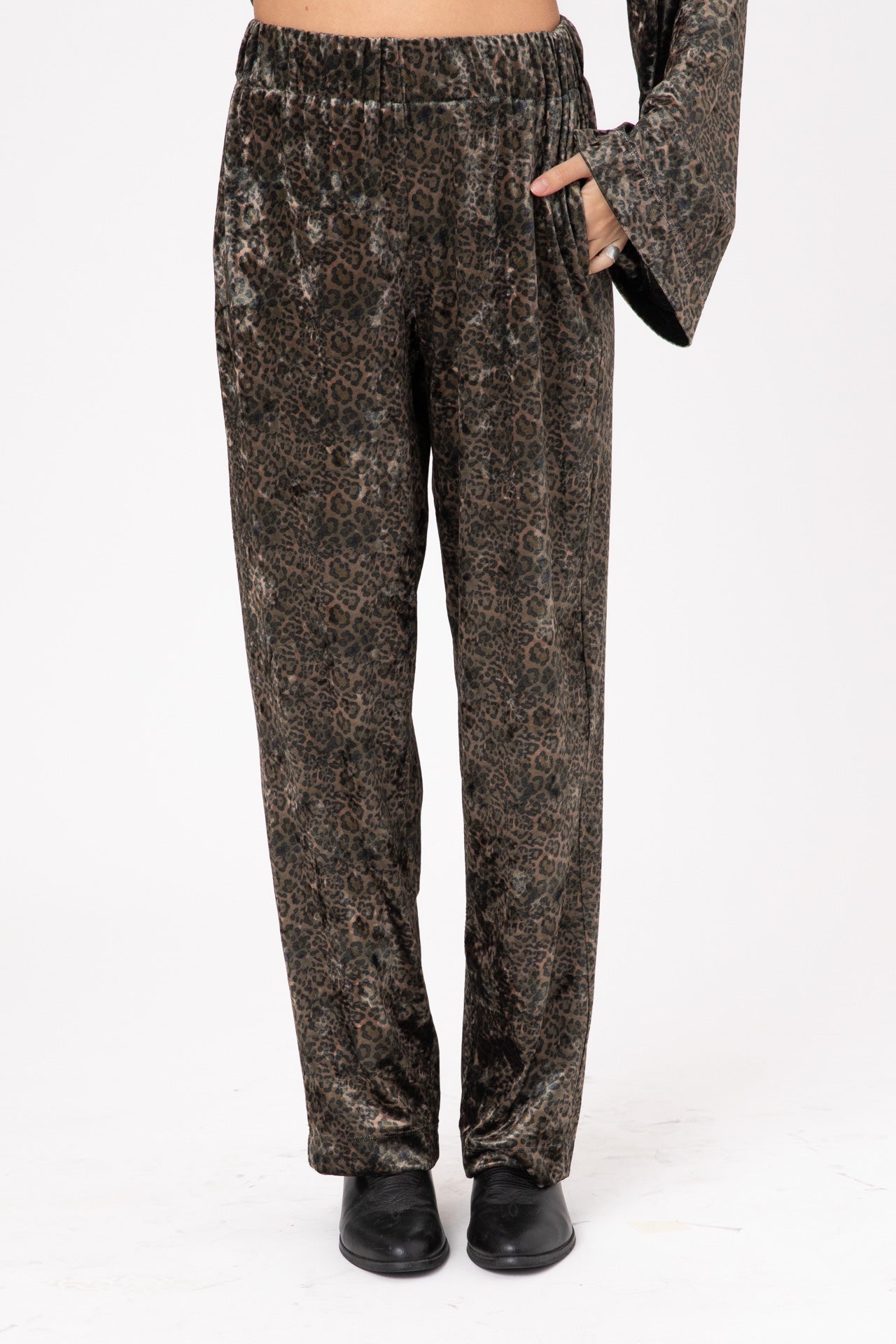 Soft Japanese Leopard Green straight pants- Ava