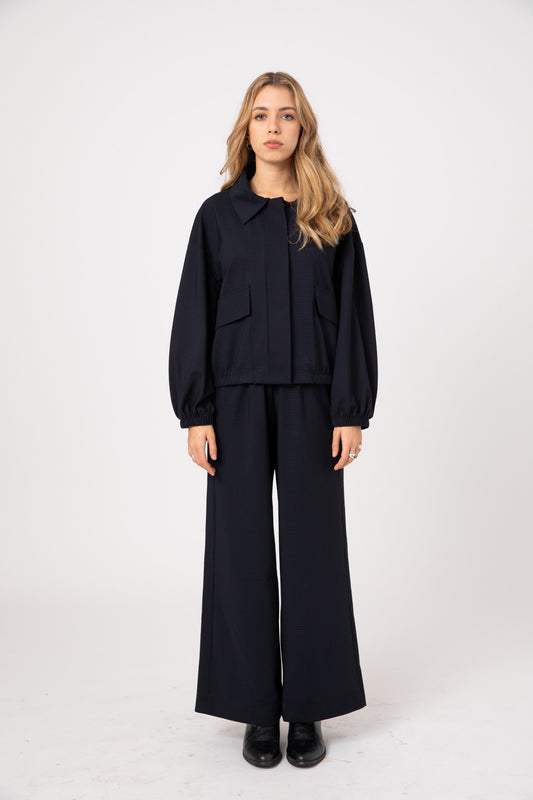 Black soft Lycra ERO Wide Leg Pants