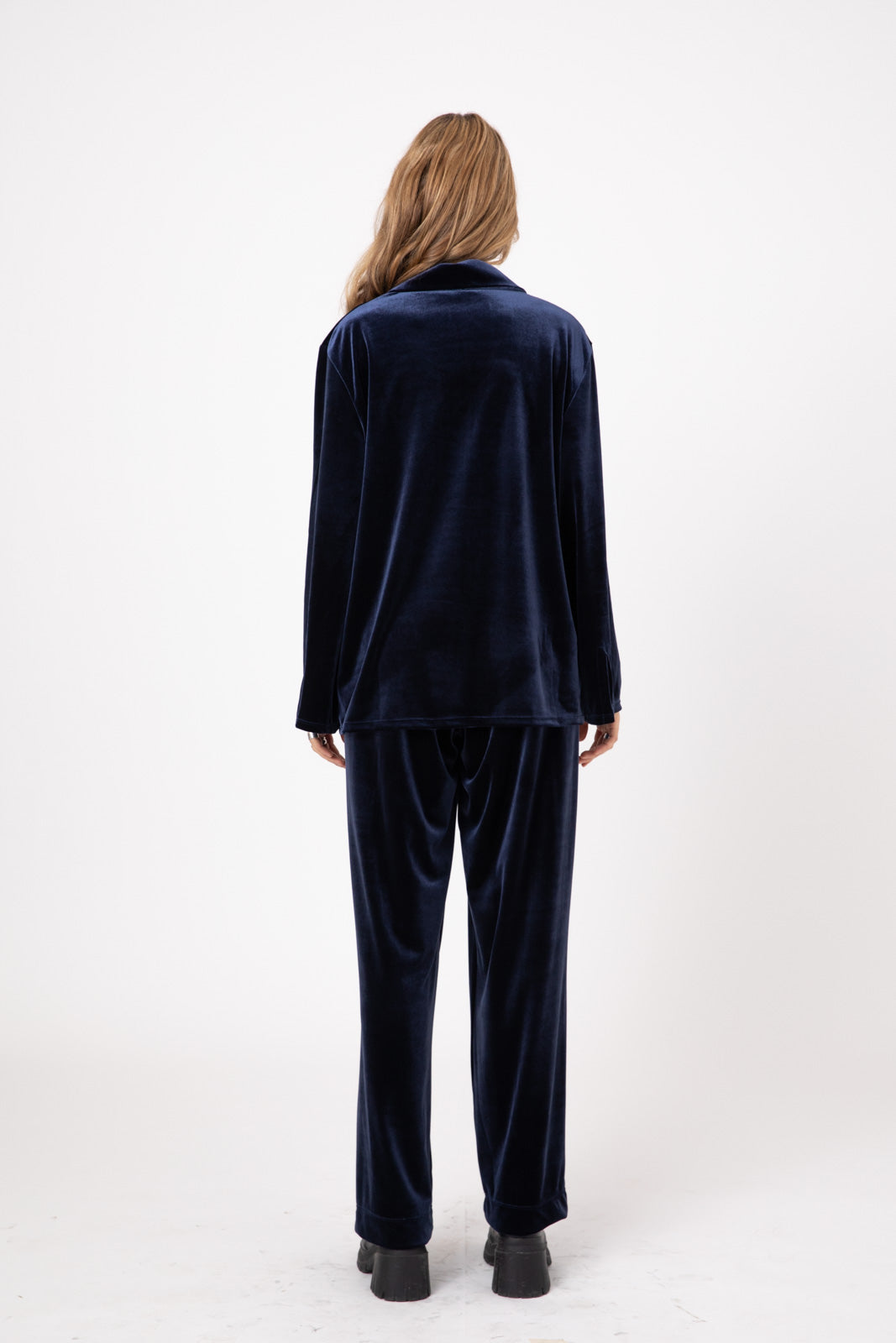 Notch Collar Shirt in Premium Japanese Blue Velvet