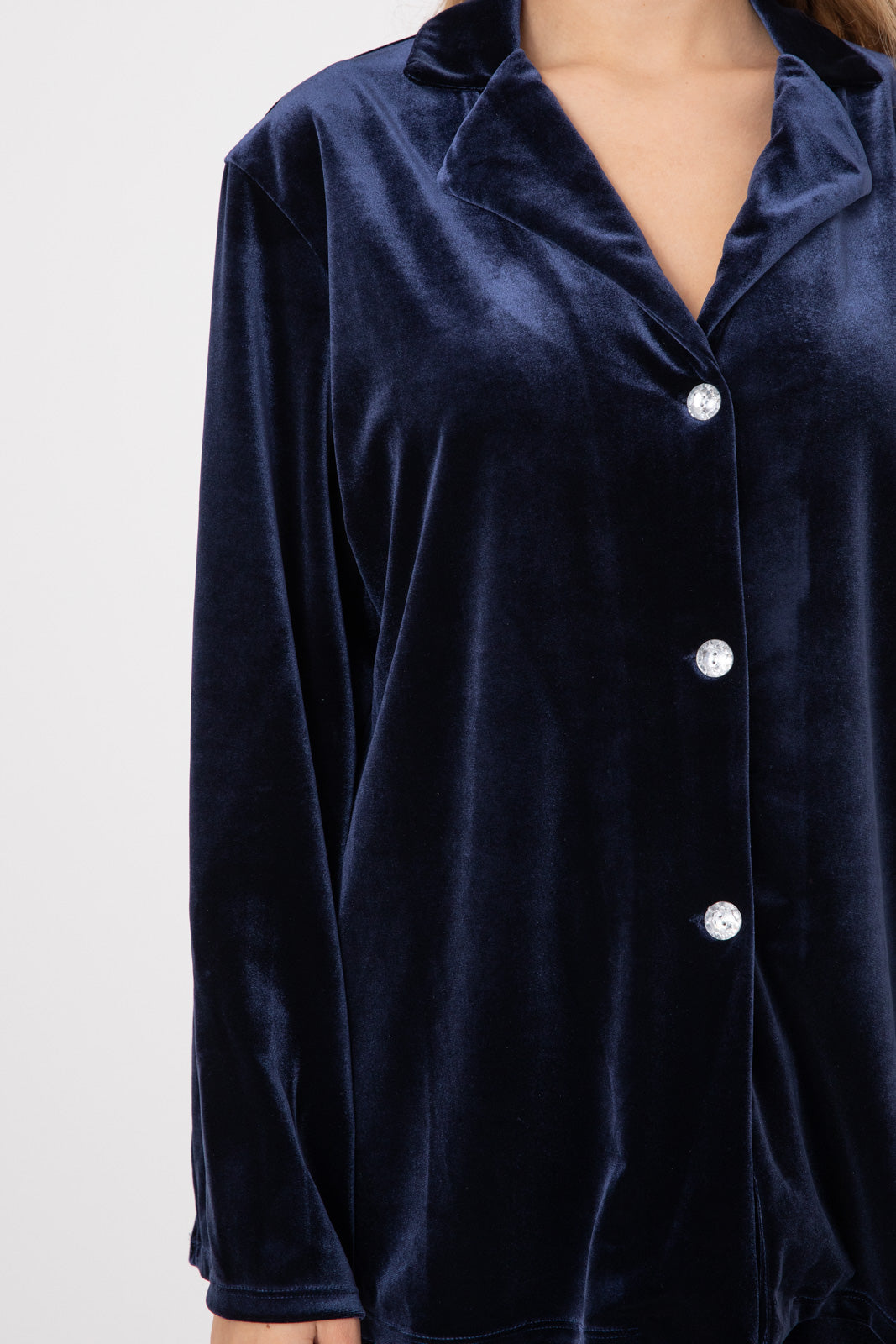 Notch Collar Shirt in Premium Japanese Blue Velvet