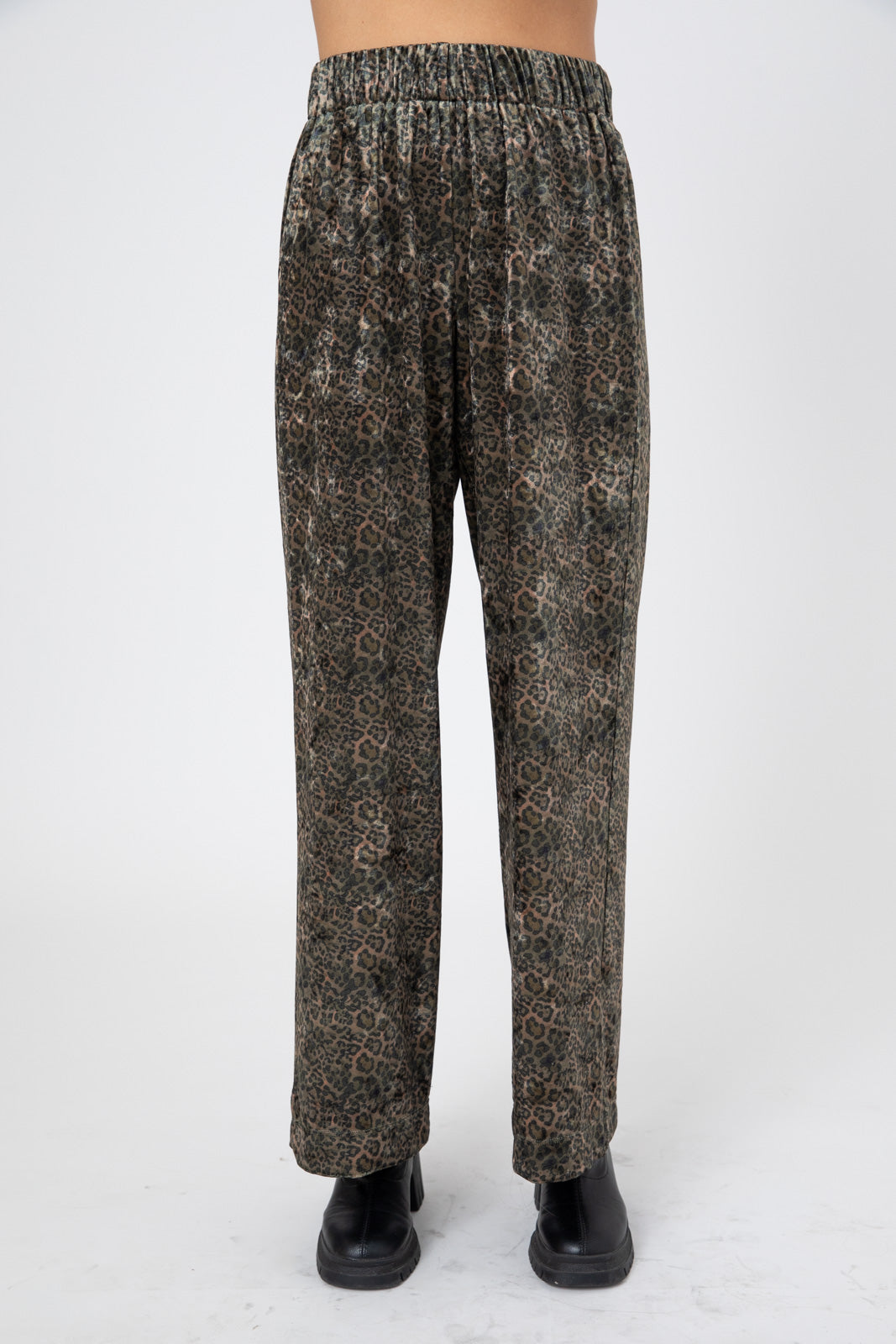 Soft Japanese Leopard Green straight pants- Ava