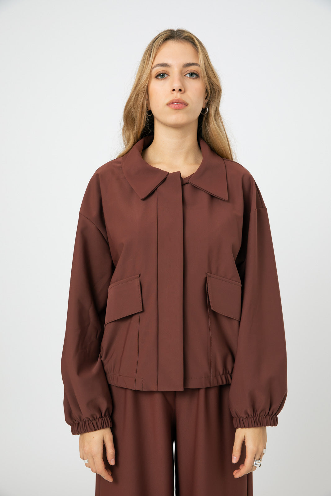 Brown Double-Layer Lycra Jacket- ERO