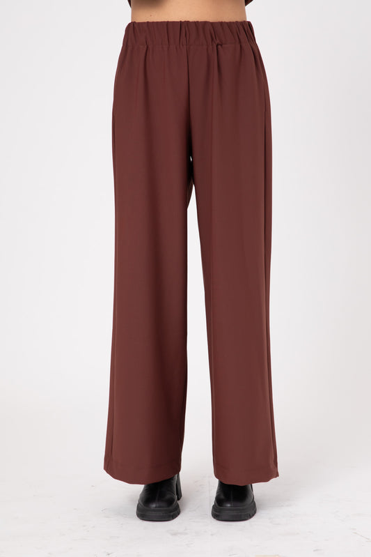 Brown Double -Layer Lycra ERO Wide Leg Pants