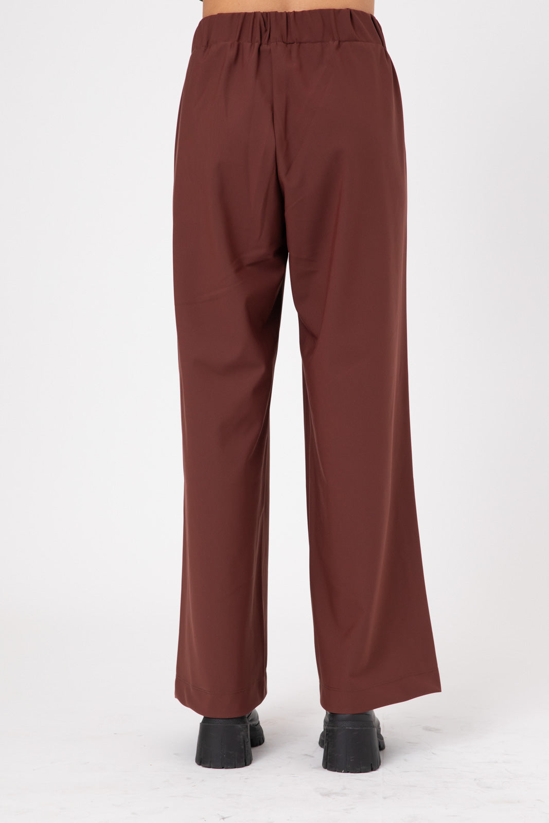 Brown Double -Layer Lycra ERO Wide Leg Pants