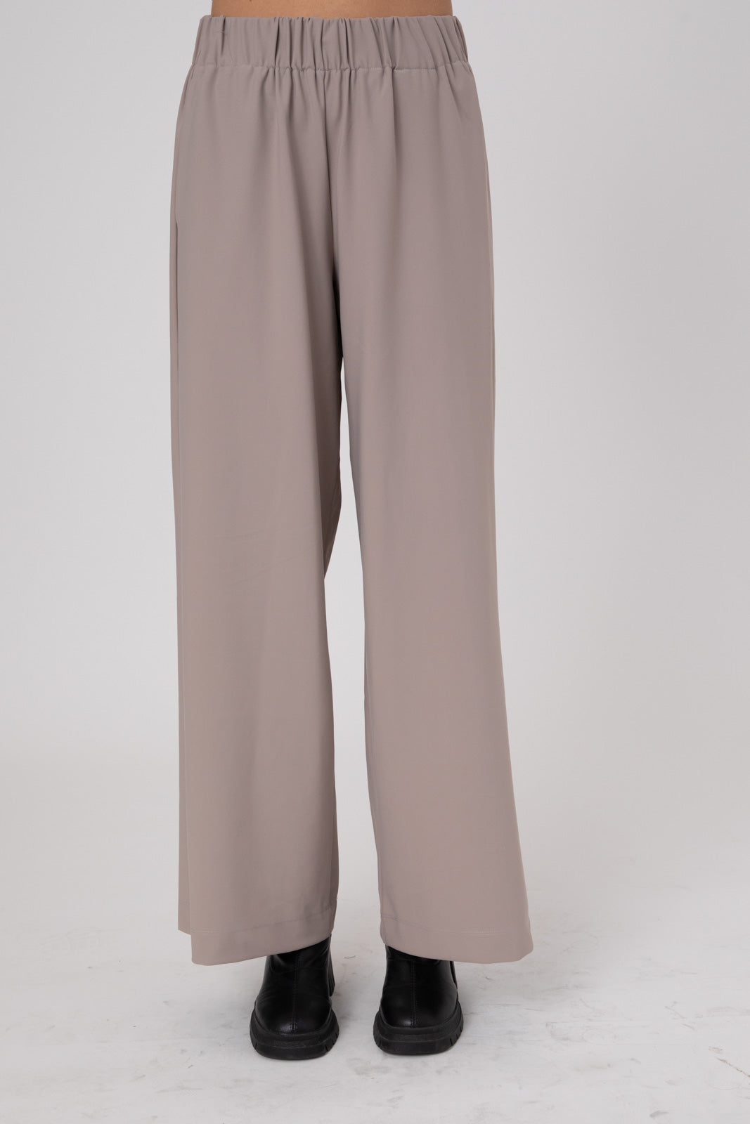 Beige Double -Layer Lycra ERO Wide Leg Pants