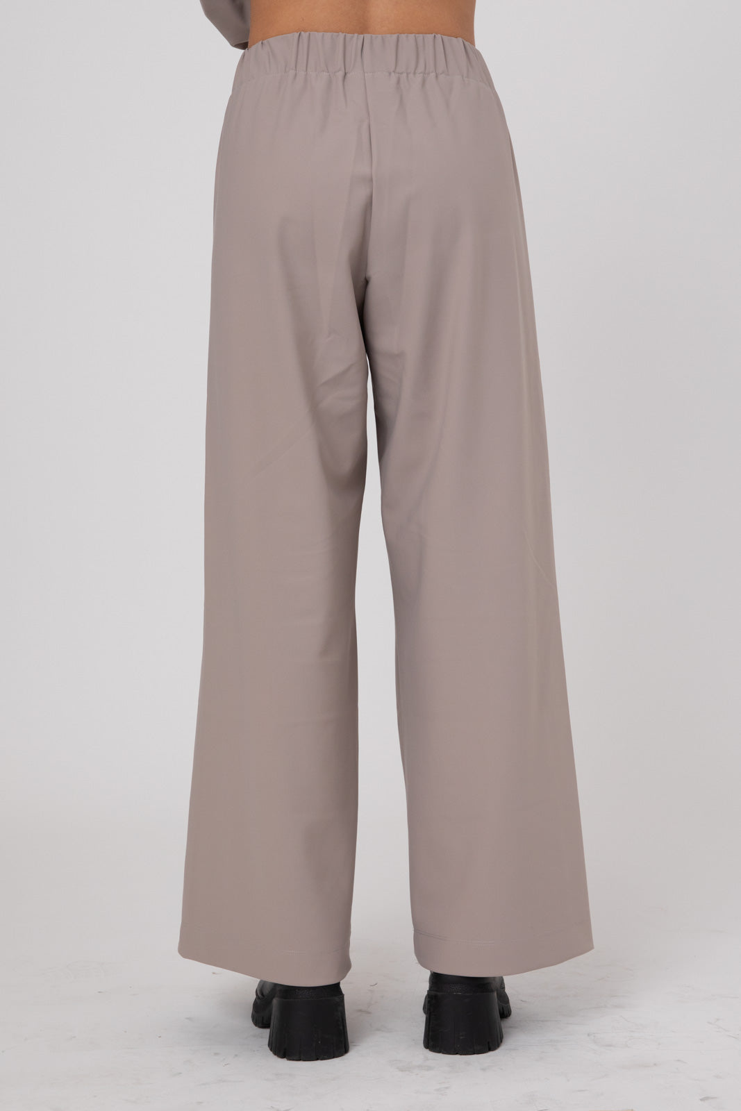 Beige Double -Layer Lycra ERO Wide Leg Pants