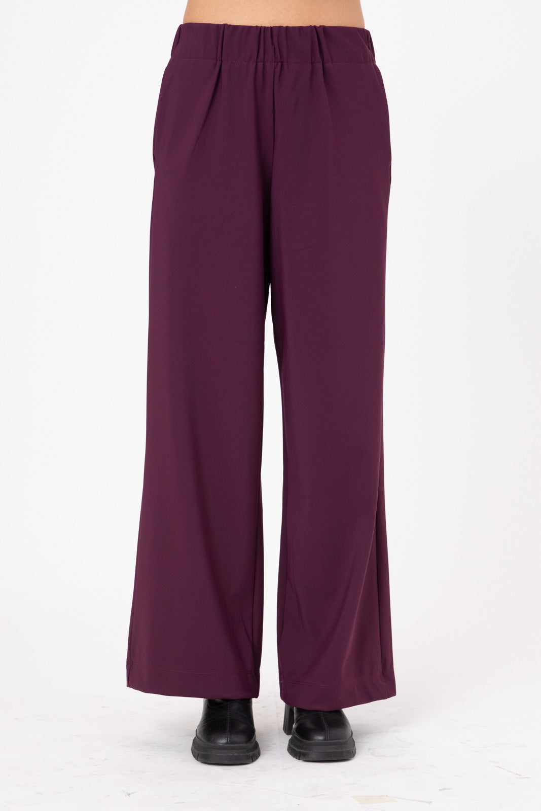 Eggplant purple Double -Layer Lycra ERO Wide Leg Pants