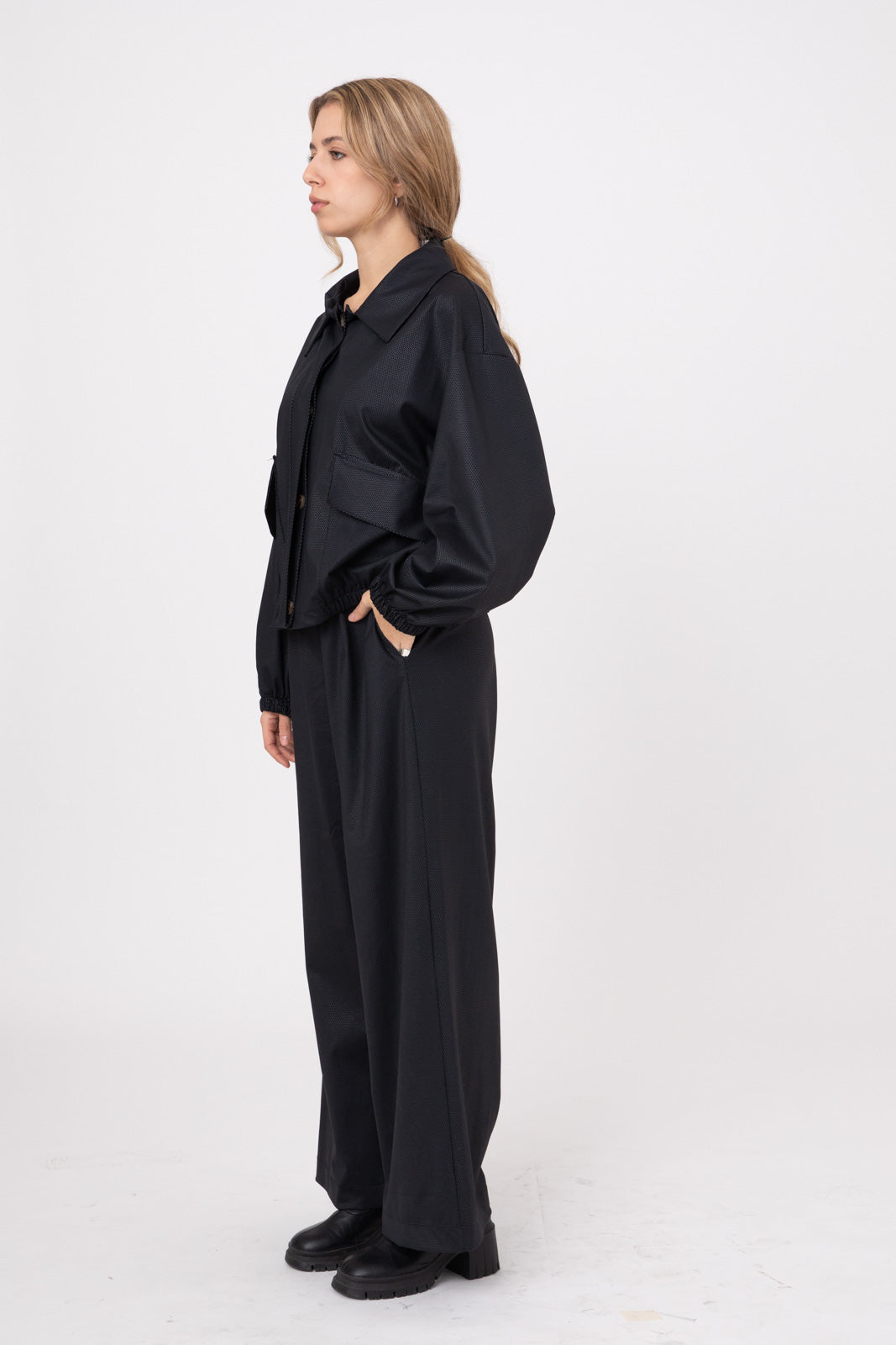 Black Glossy Tailored Jacket- ERO