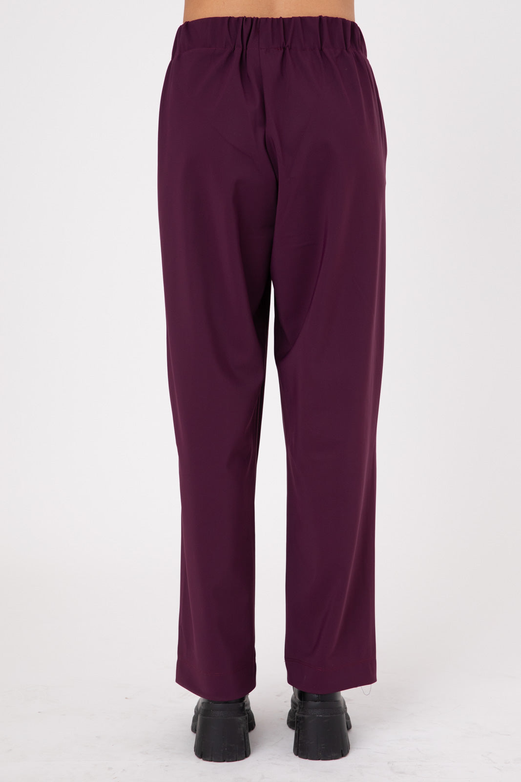Purple Eggplant Double layer Lycra Straight fit pants