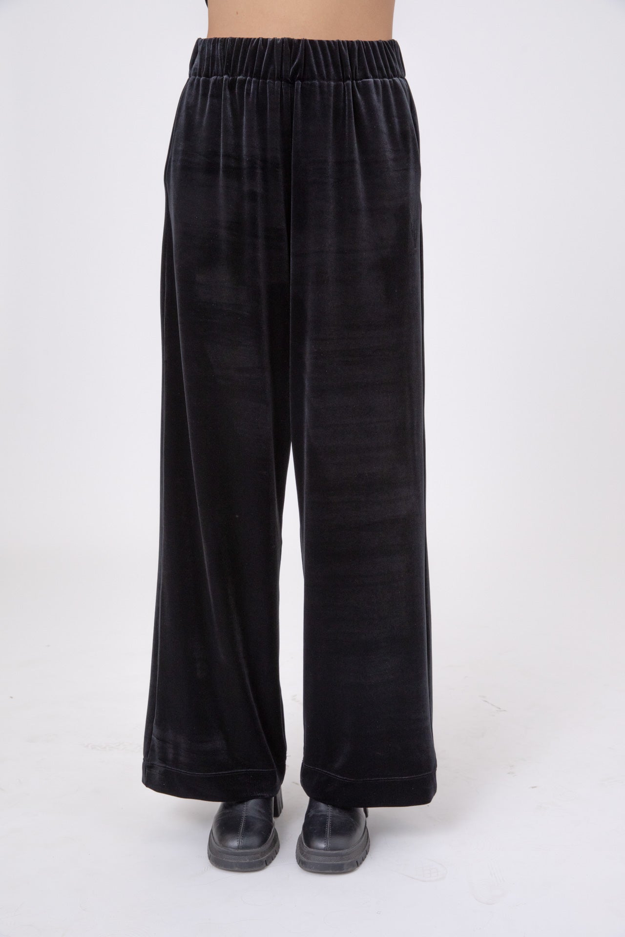 Soft Japanese Black Velvet Wide-Leg Pants AVA