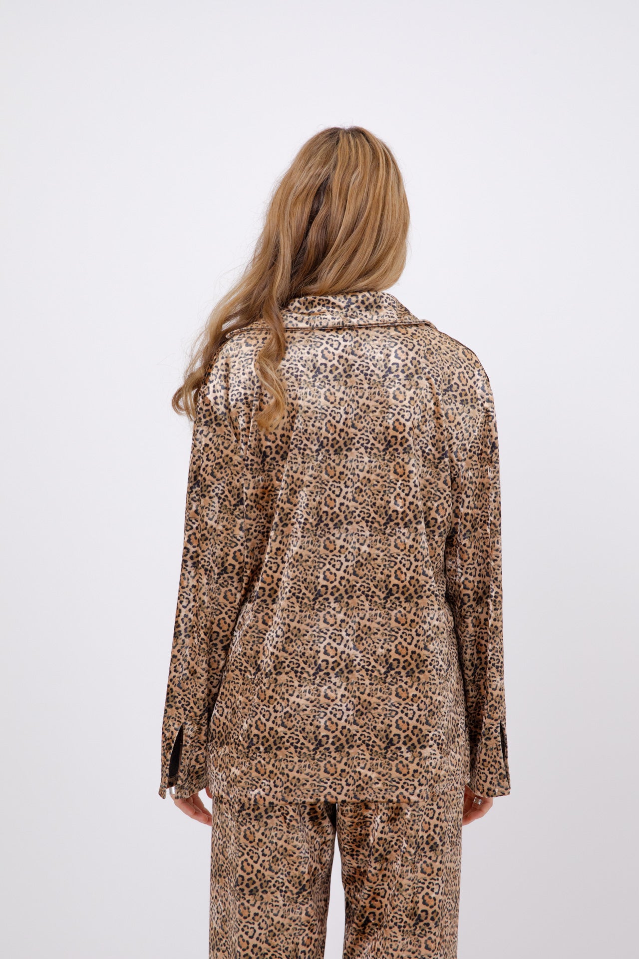 Leopard-Print Notch Collar Shirt in Premium Japanese Velvet- AVA