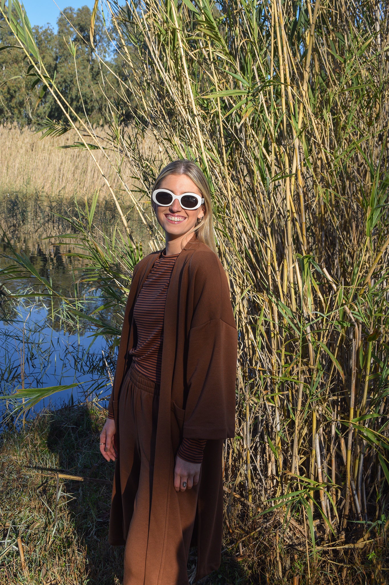 קימונו ארוך- צבע חום שוקולד