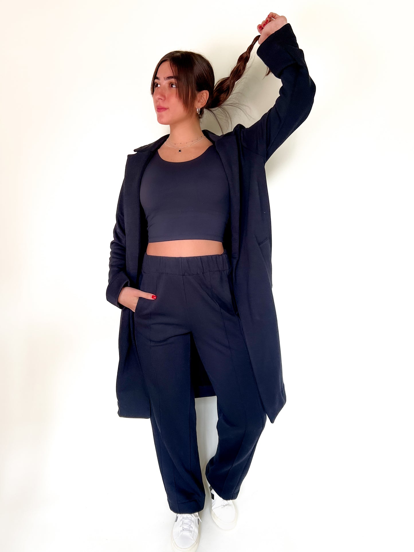 Black French terry pants