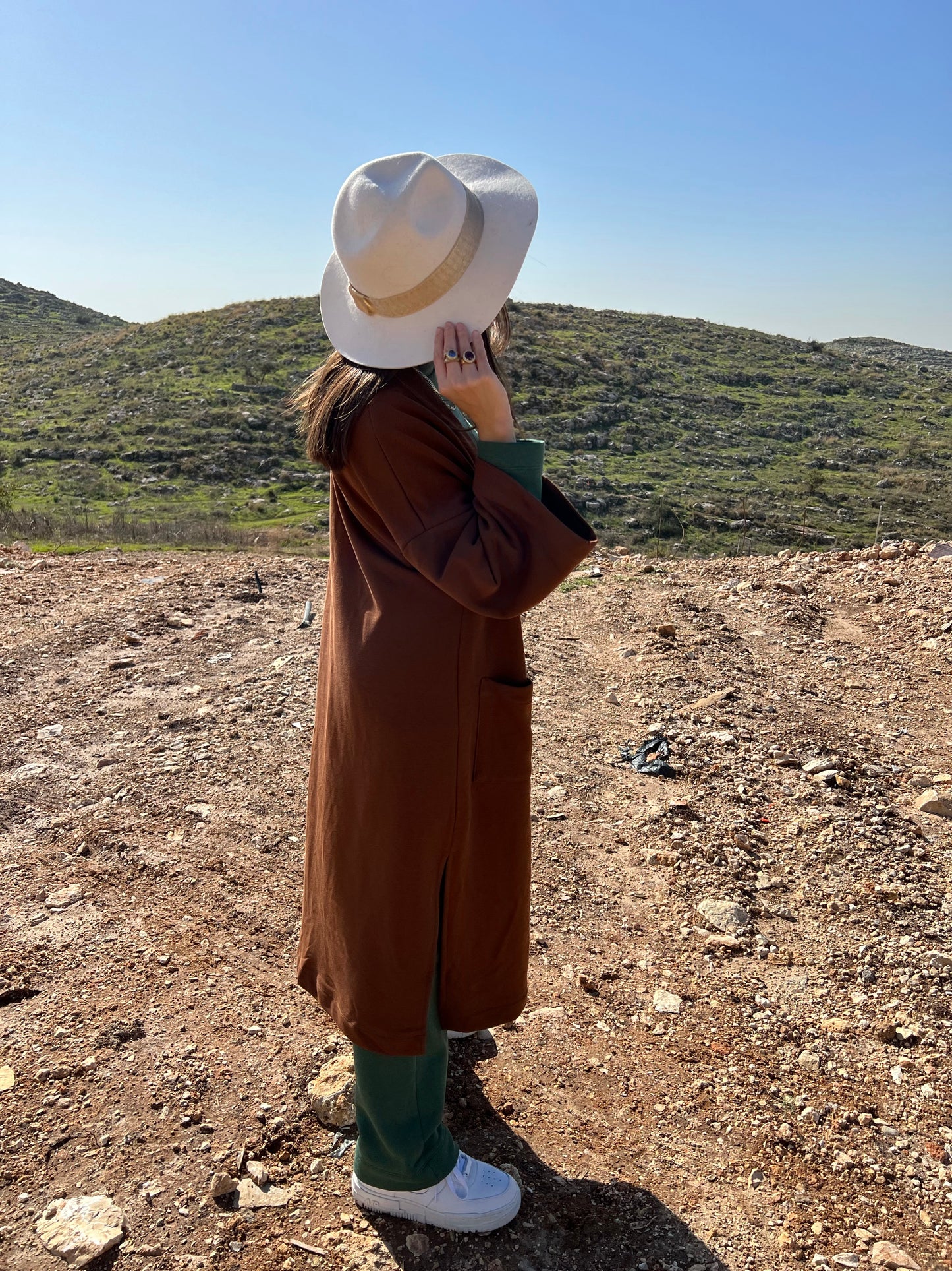 קימונו ארוך- צבע חום שוקולד