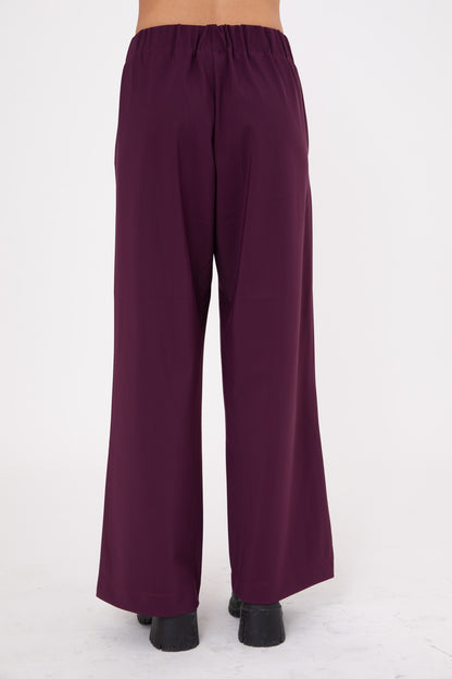 Eggplant purple  Double -Layer Lycra ERO Wide Leg Pants