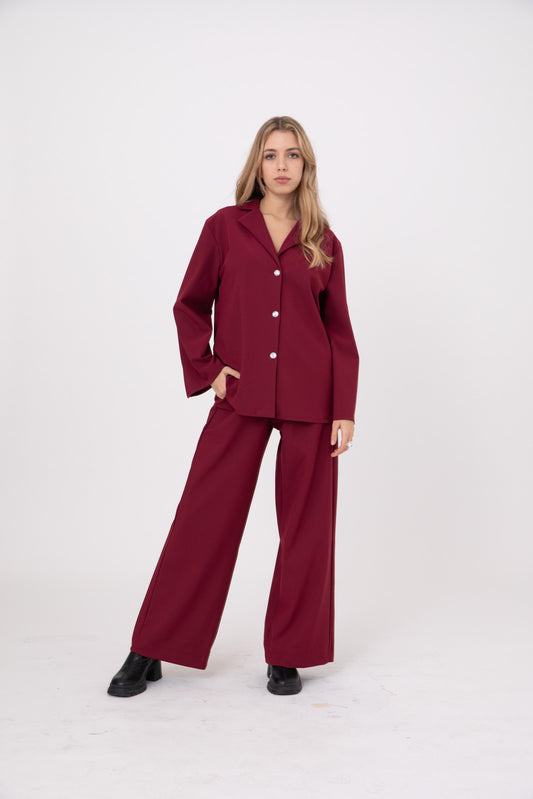 Burgundy Wine Double-Layer Shirt- POPA