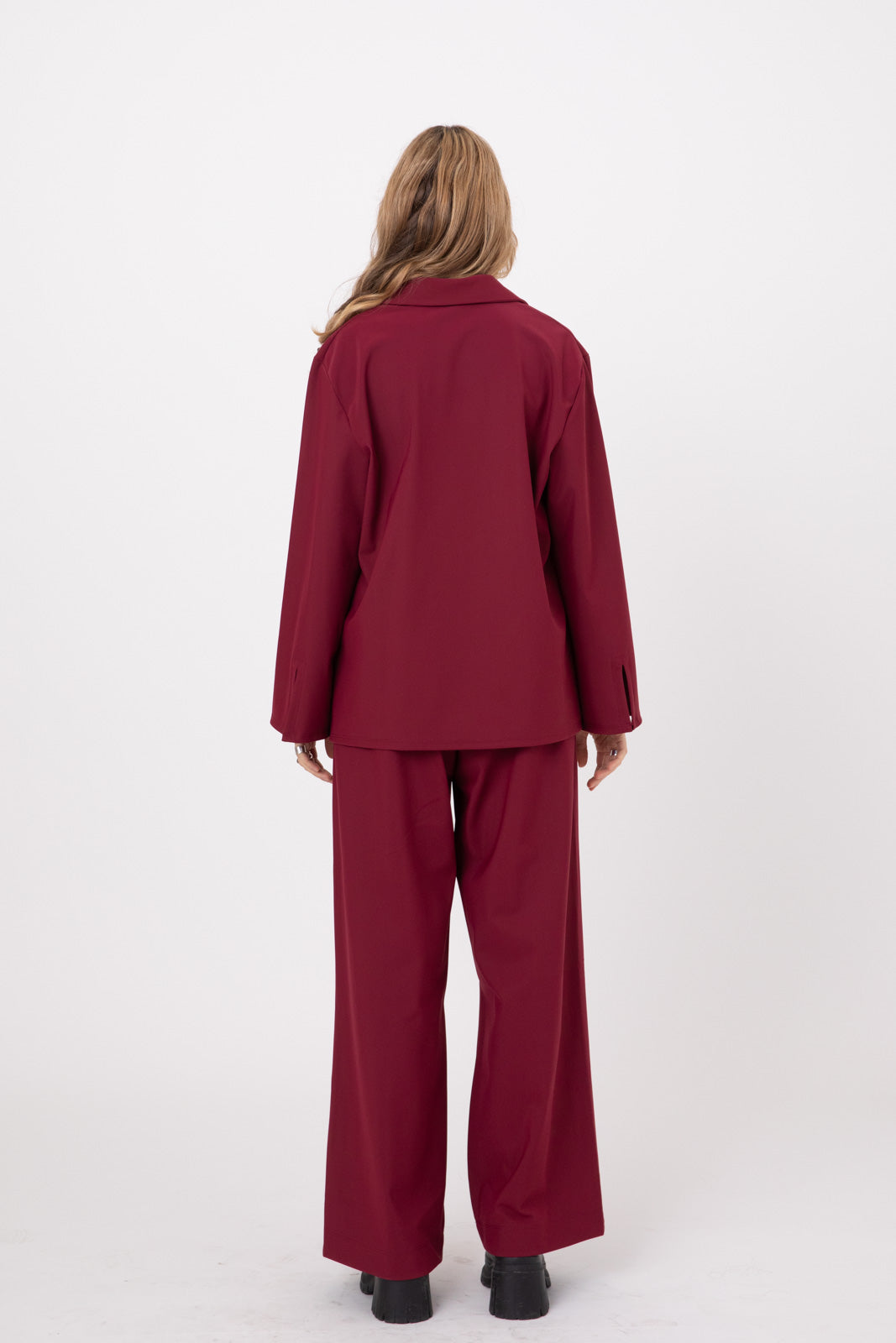 Burgundy Wine Double-Layer Shirt- POPA