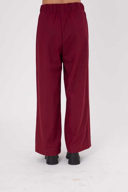 Burgundy Wine Double-Layer Pants