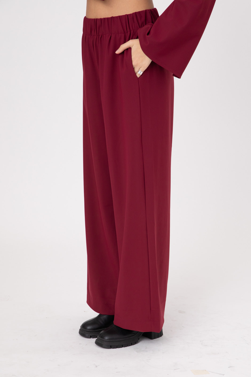 Burgundy Wine Double-Layer Pants