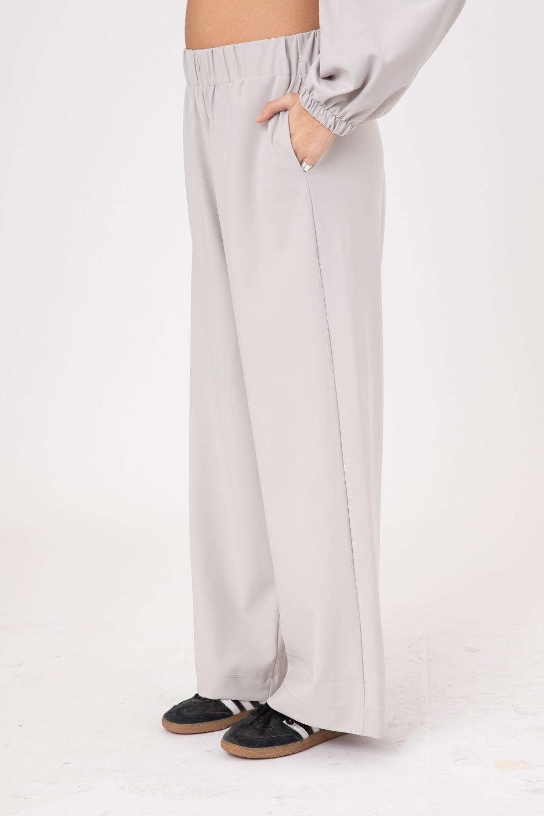 Light Beige Double -Layer Lycra ERO Pants wide - leg pants