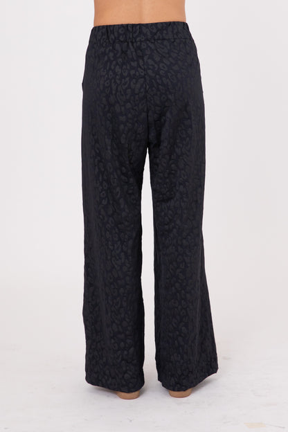 Soft Lycra wide leg Pants with Leopard Embossed Pattern