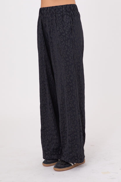 Soft Lycra wide leg Pants with Leopard Embossed Pattern