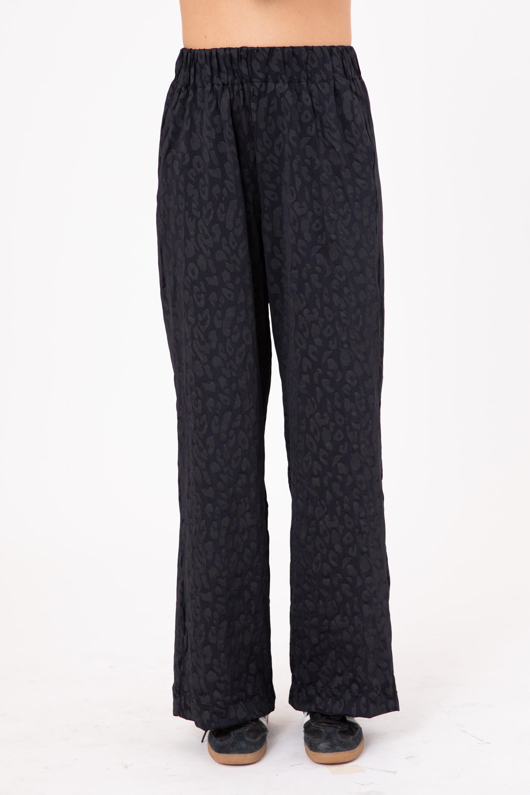 Soft Lycra  Pants with Leopard Embossed Pattern- straight fit AVA