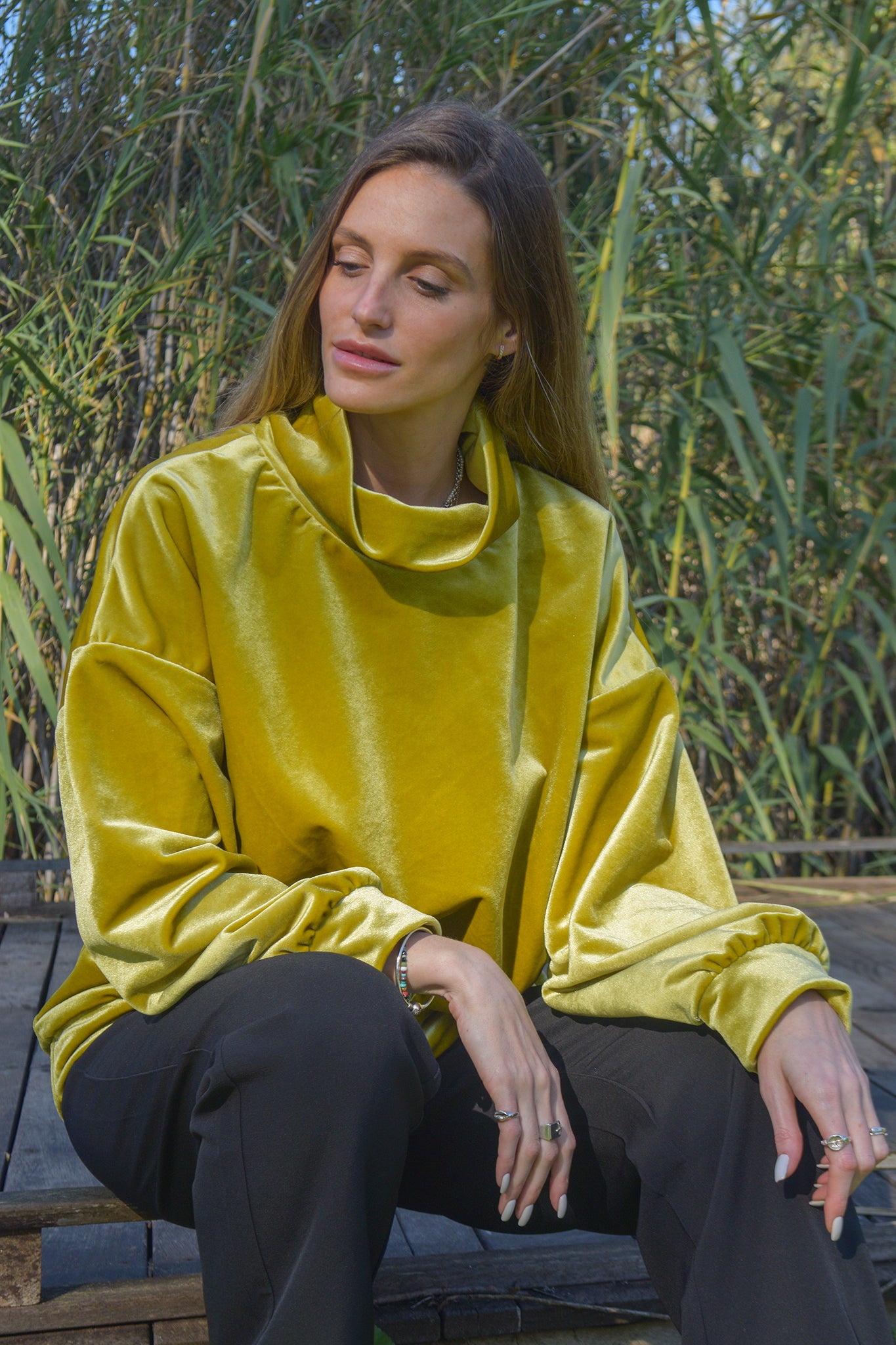 Mustard yellow- Koko thick velvet shirt